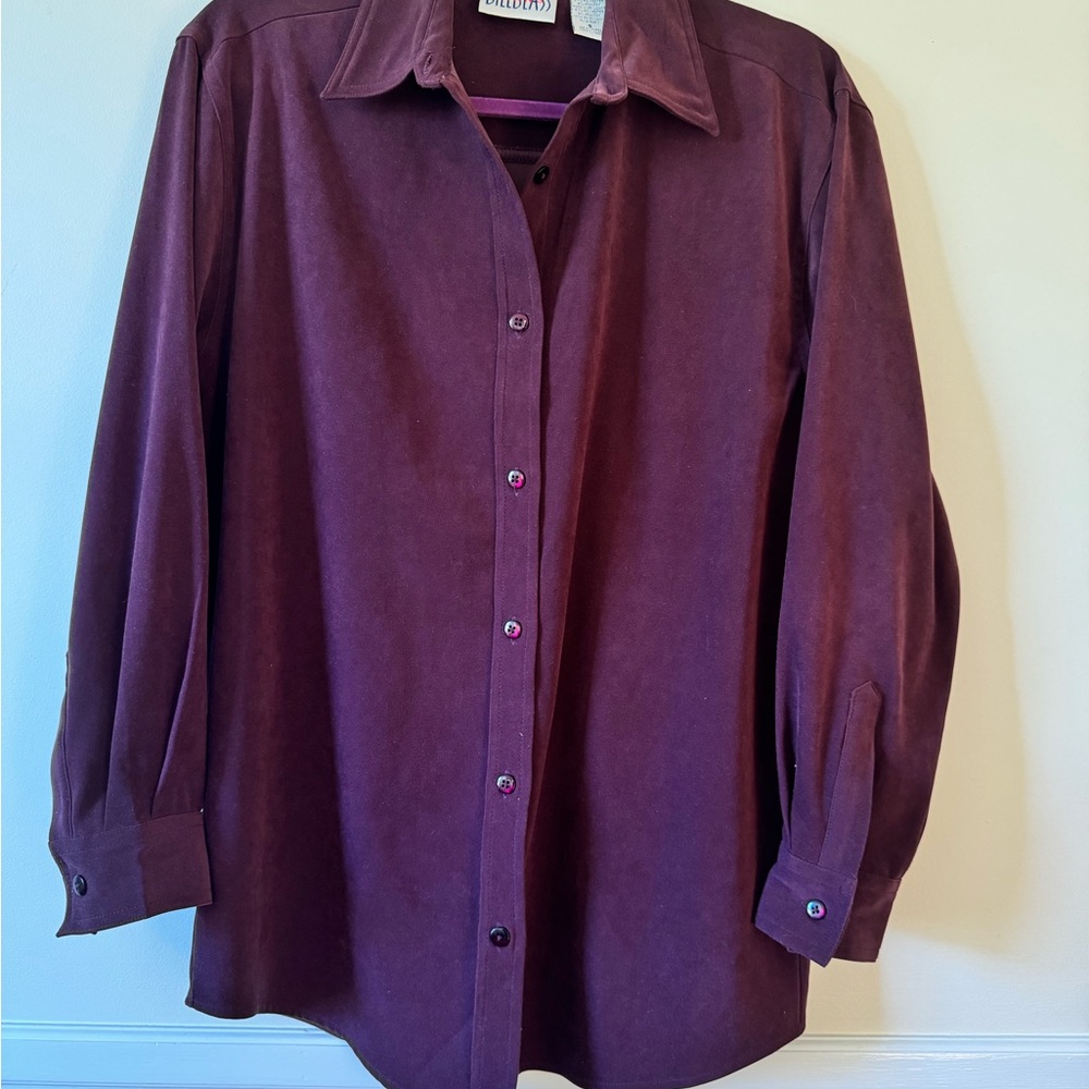 Vintage Bill Blass Burgundy Casual Button Down Shirt